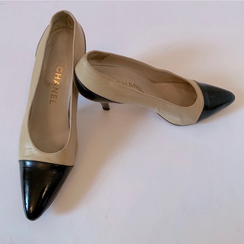CHANEL Beige and Black Women's Shoes